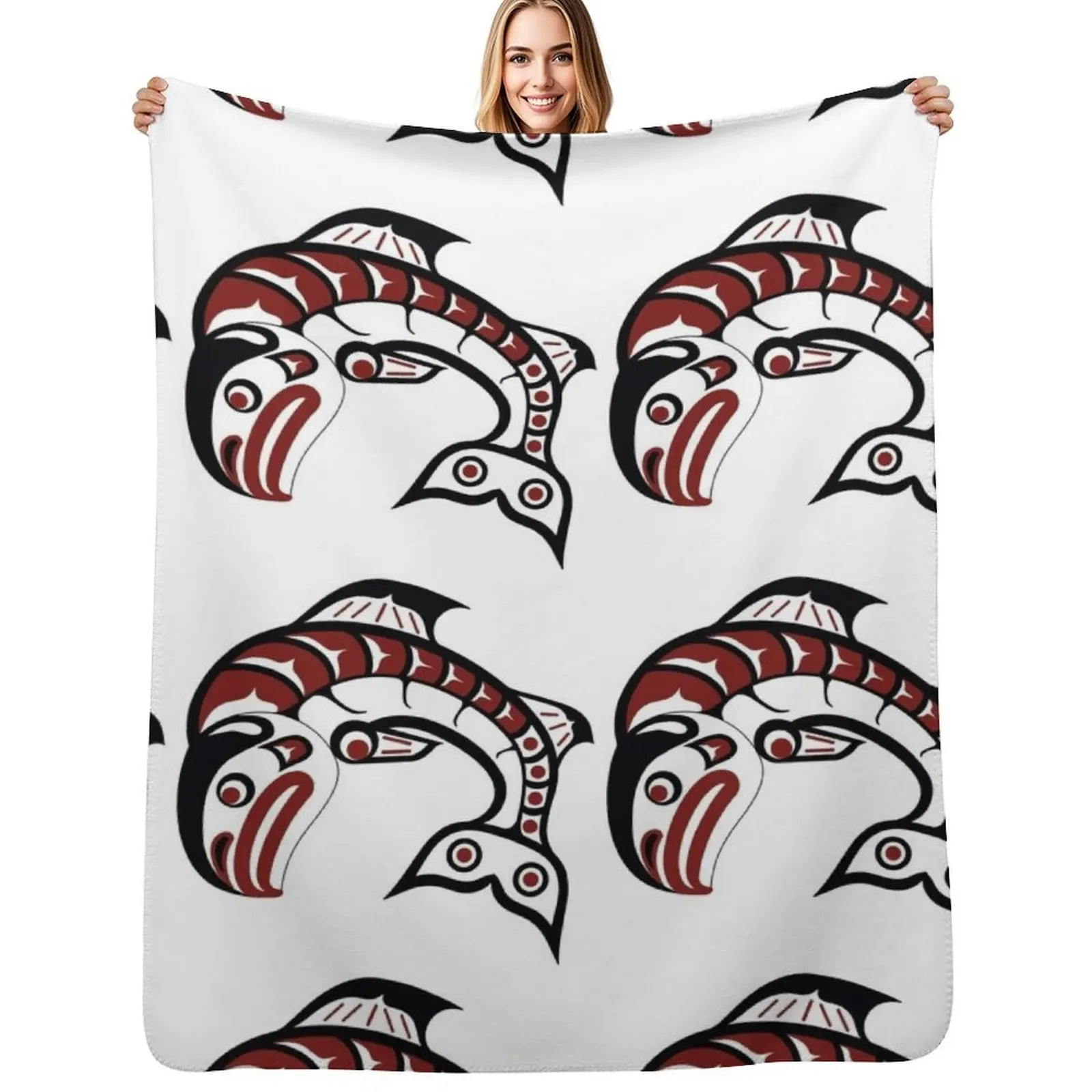 

Salmon Throw Blanket Retros Furrys Sofa Throw Luxury Designer Blankets