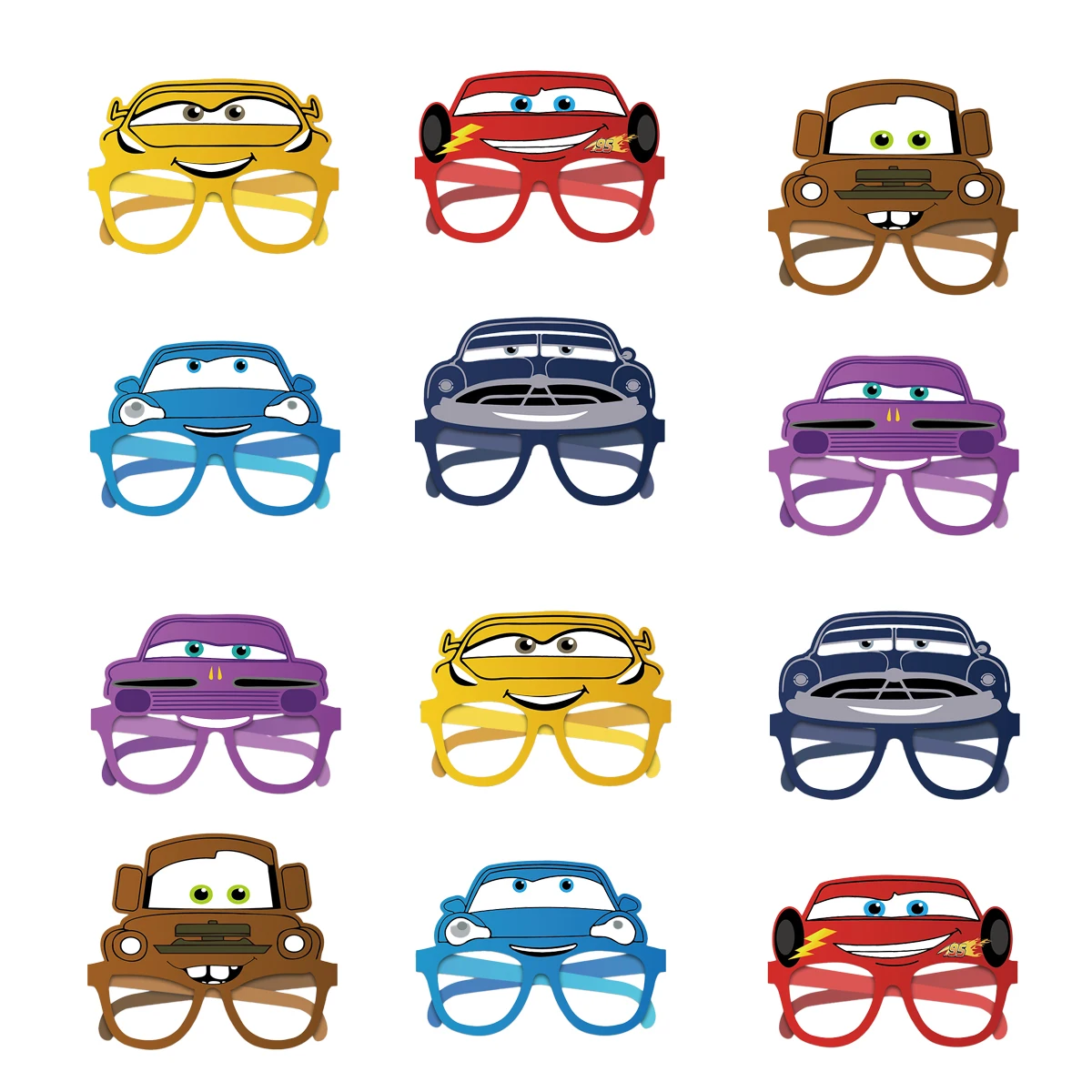 12//24/36pcs Cars Lightning McQueen Paper Glasses Party Favors Gift Bag Fillers Birthday Party Gifts Masks Cosplay Props