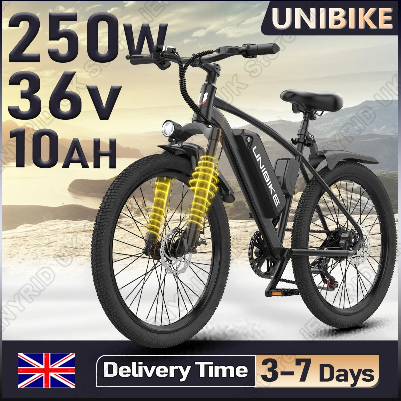 UNIBIKE Q7 الكبار ركاب دراجة كهربائية 250 واط 36V10AH بطارية جميع التضاريس Ebike على الطرق الوعرة 26 "الإطارات الرجال دراجة جبلية قوية #1