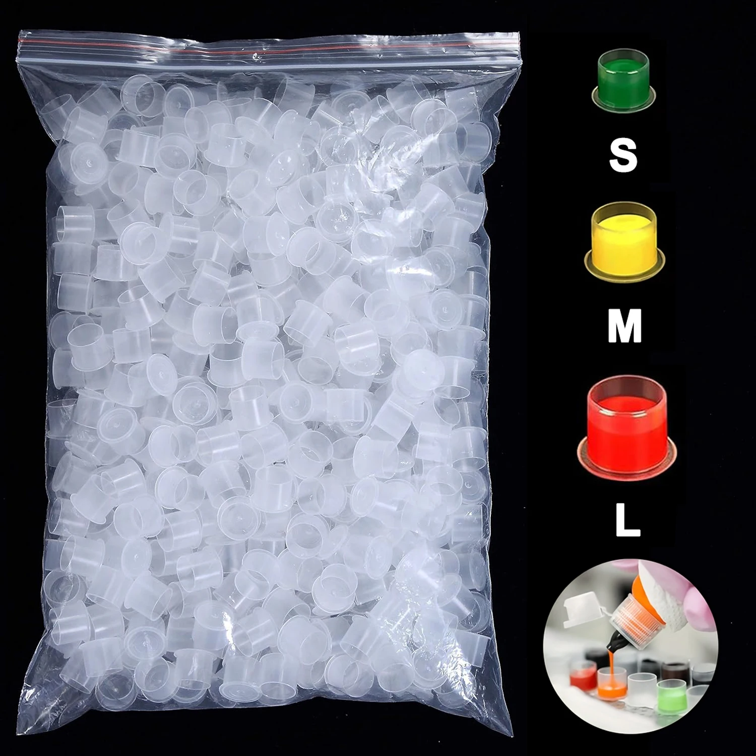 

1000/500/100pcs Tattoo Ink Cups Ink Caps Permanent Makeup Plastic Pigment Clear self standing Ink Container Tattoo Accessories