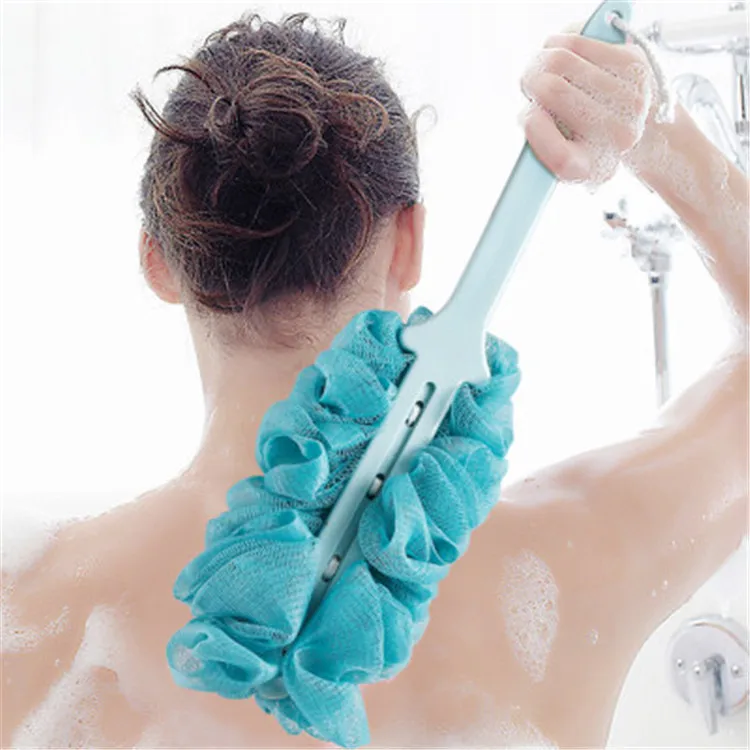 Long Handle Hanging Soft Mesh Back Body Bath Shower Scrubber Brush Sponge For Bathroom Shower Brush New Arrival