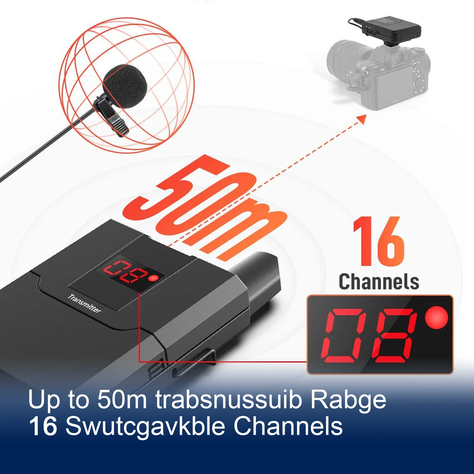 Imagem -03 - Relacart Microfone sem Fio para Câmera Uhf 16 Canal Lavalier Mic ai System d1