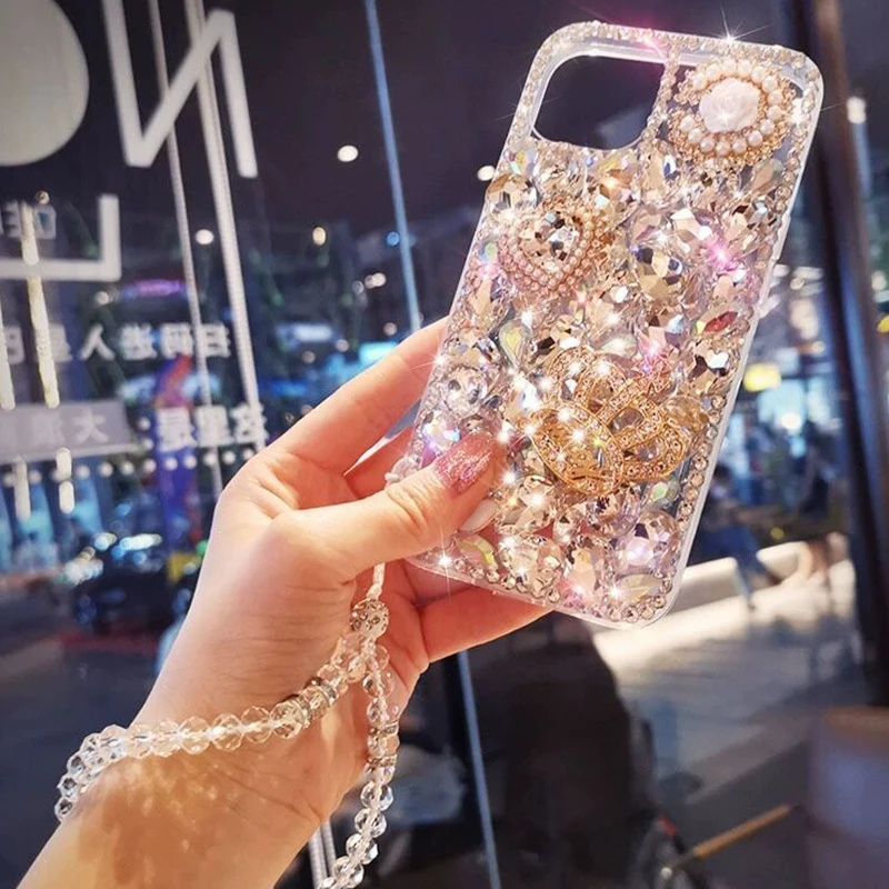 Luxury Glitter Pearl Love Crown Cover Case For iPhone 17 ProMax Air 16 E 15 Plus 14 Pro 13 MINI 12 11 X XR XS Max 7 8 Plus Case