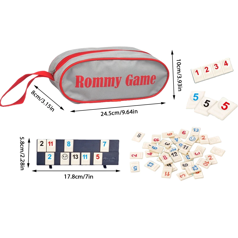 لعبة Rummy Cube مع 4 رفوف، مجموعة ألعاب Rummy Cube مع حقيبة محمولة، ألعاب لوحية كلاسيكية Amily ألعاب ألغاز تعليمية للمراهقين