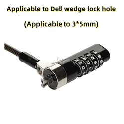 Computer Lock Zinc Alloy Digital Code Lock For Dyer Laptop, Safety Lock Wire Lock 3.2 x 4.5mm Wedge Type Lock Hole 2M