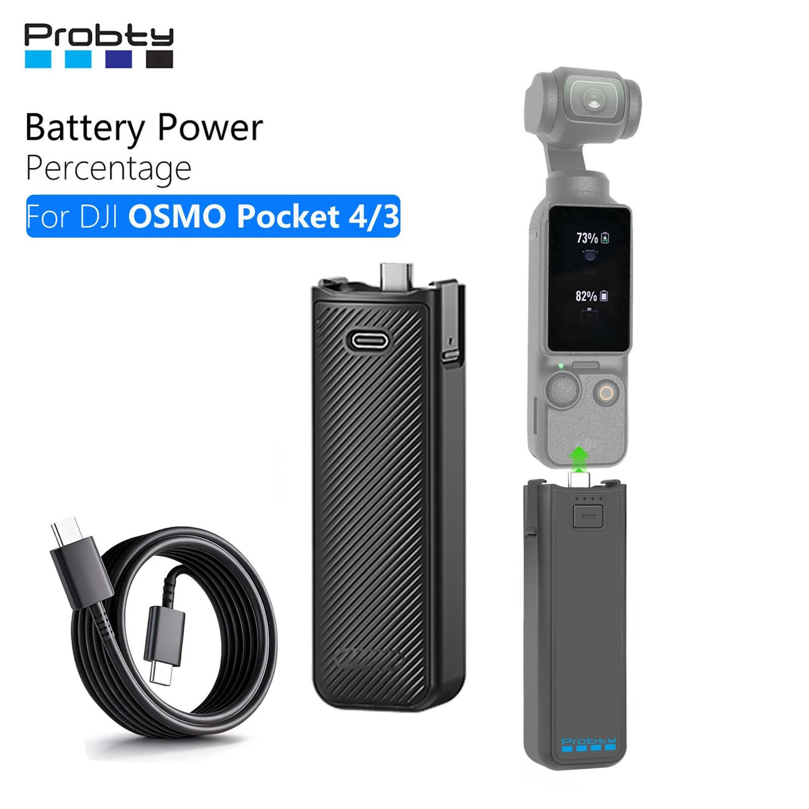 Original Probty Batteriegriff für Osmo Pocket 4/3 für Osmo Pocket 3 Kamera