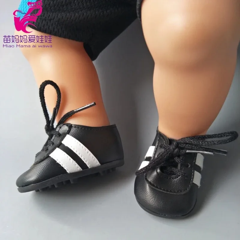 Sport Doll Shoes Fit for 43CM  Reborn Baby Doll Black Football Shoes for  Baby Doll