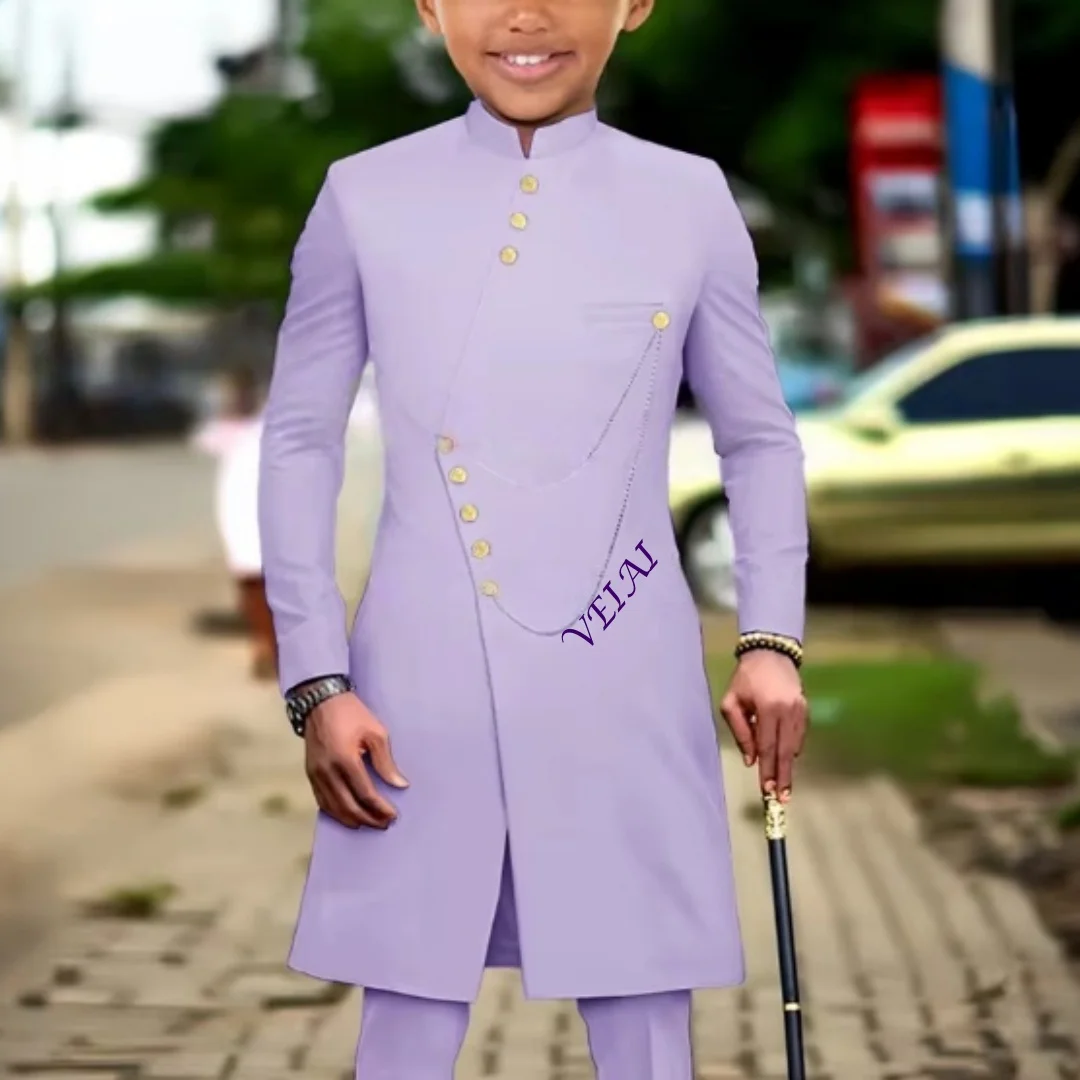 CustomizedAfrican Style Boys Suit 2 Piece Blazer Pants Formal Single Breasted Clothes Wedding Kids Tuxedo Teen Performance Dress view 5