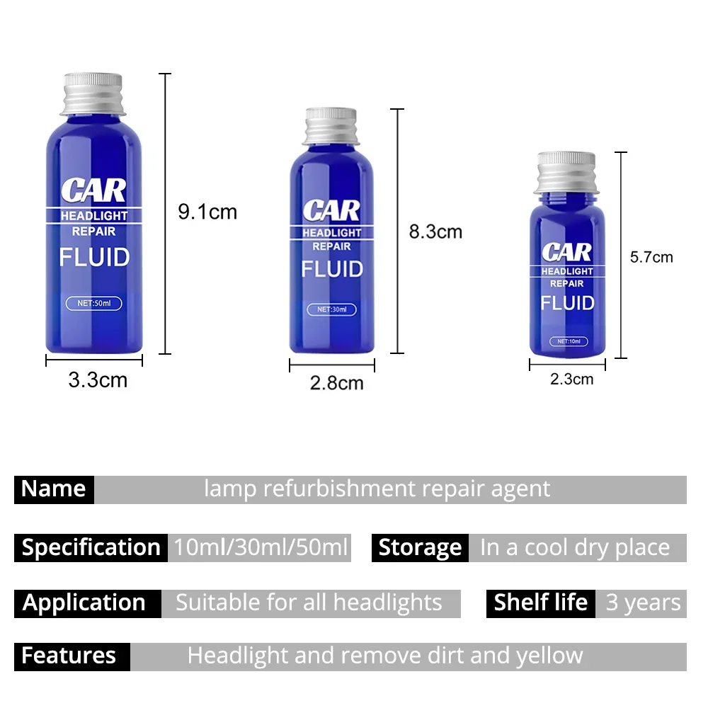 Car Headlight Scratch Remover Fast 10-30ml UV Protection Light Cleaner Automotive Restoration Kit Polishing Cleaning Maintenance