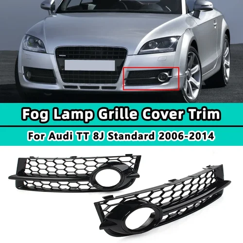 Rejilla de lámpara antiniebla de coche, color negro brillante, para Audi TT 8J 2006-2014, cubierta de luz de malla de panal para parachoques delantero, accesorios exteriores, 1 par