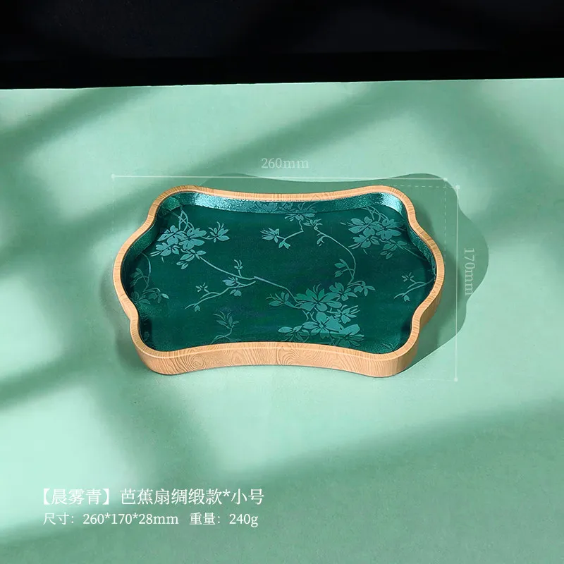 Wooden Desktop Vintage Jewelry Tray, High-End Gold Tone Display Plate for Jade, Photography Prop for Bracelet Necklace