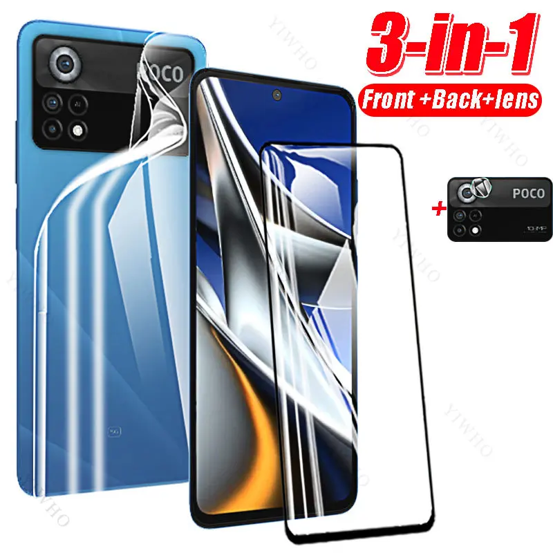 (에서 선박 us) Poco X4 Pro 5G 샤오미 용 하이드로 겔 필름 Poco M5s M5 M4 M3 X3 F4 F3 C40 Pro 5G NFC GT 백 필름 카메라 렌즈 보호