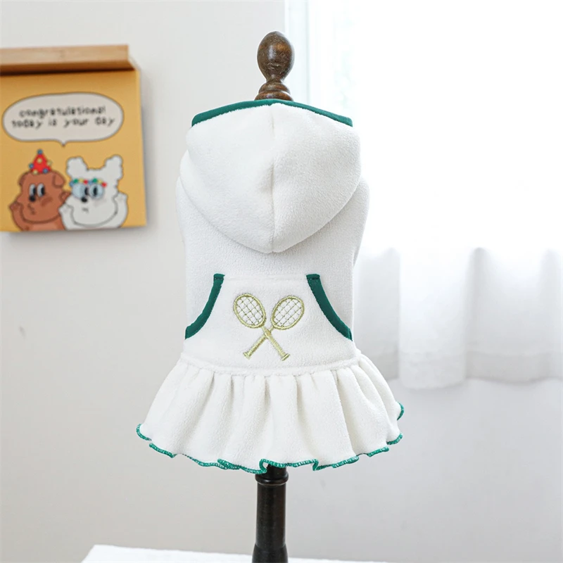 Vestido de tenis deportivo de lana suave para Chihuahua, ropa dulce y cálida para exteriores para mujer y niña, sudaderas para perros pequeños y medianos de Año Nuevo