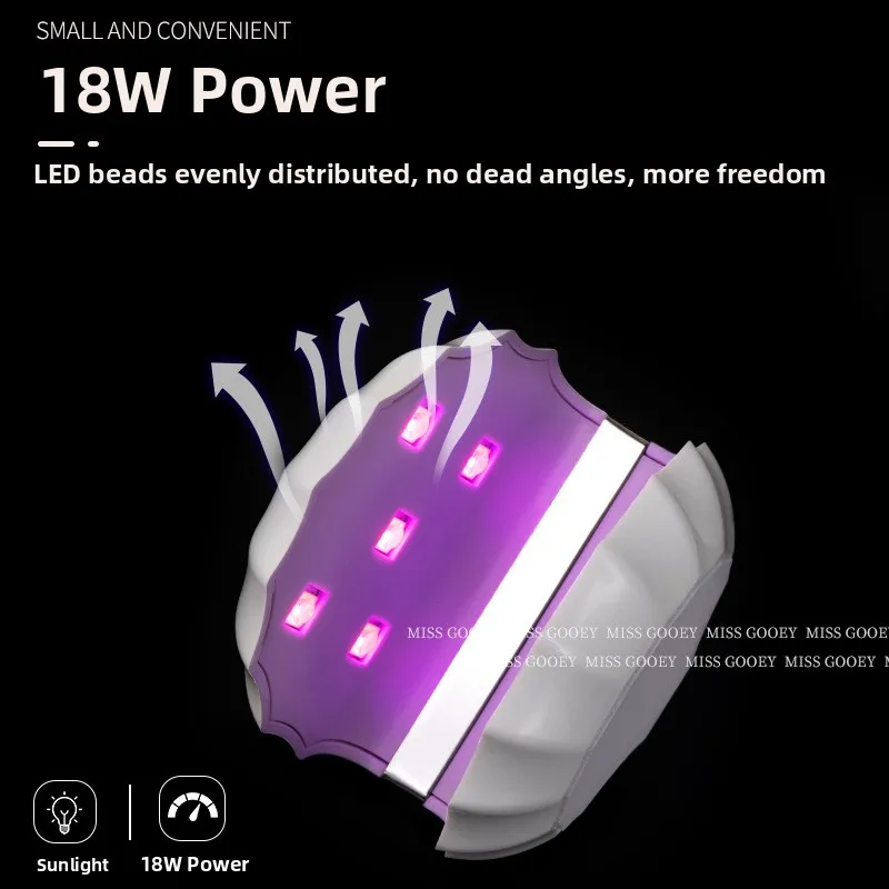 Mini Machine de photothérapie LED pour Nail Art, lumière rouge, séchage rapide, Portable, vernis à main, colle, lumière de cuisson, sans combustion