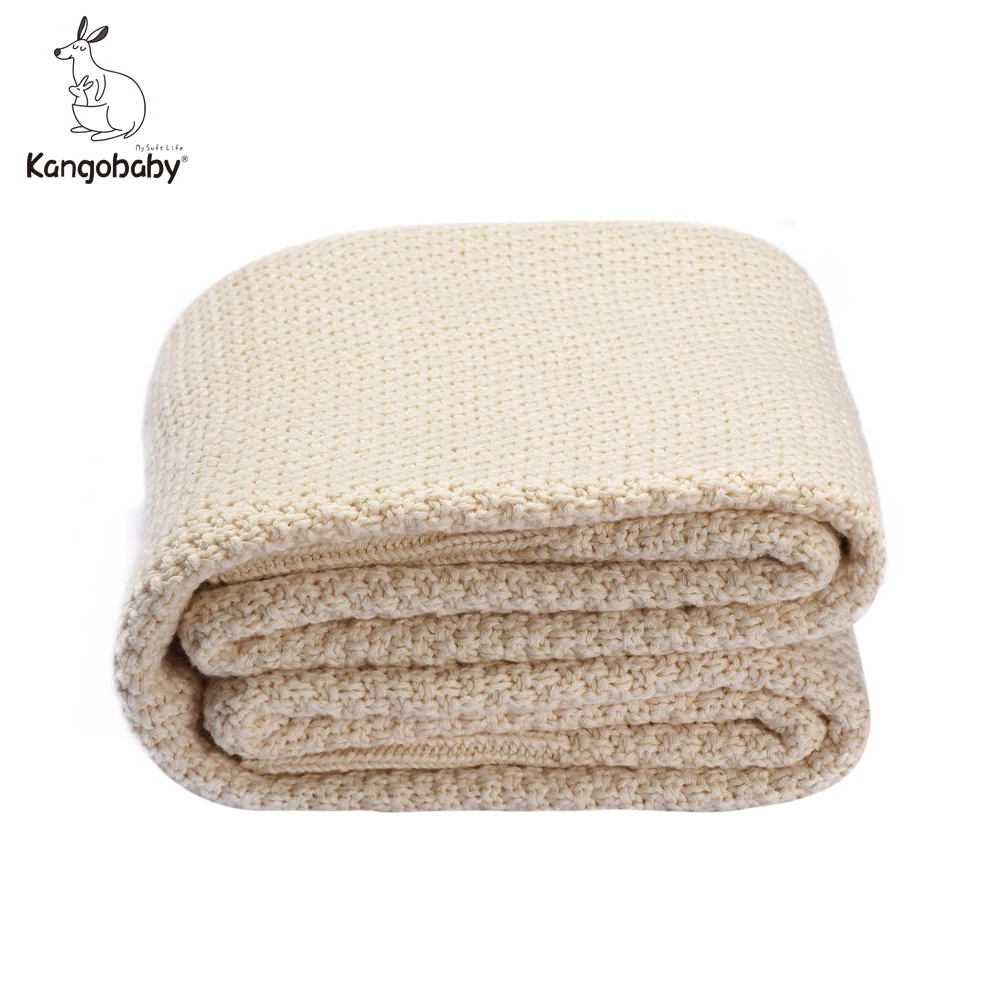 

Kangobaby #My Soft Life# All Season Cotton Kinnted Shawl Baby Wool Blanket Newborn Wrap Infant Quilt Stroller Cover