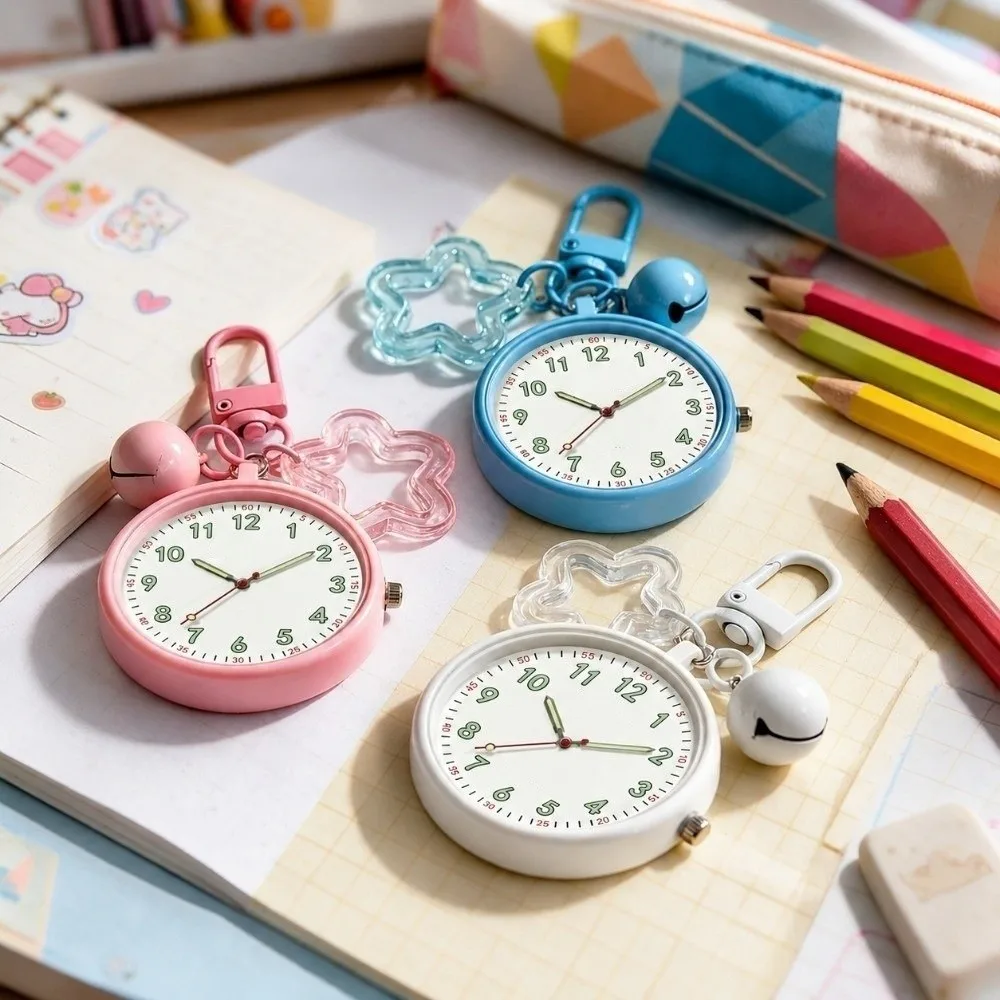 Portable Pocket Watch Key Chain Mini Quartz Movement College Cute Backpack Pendant Schoolbag Charm Lightweight