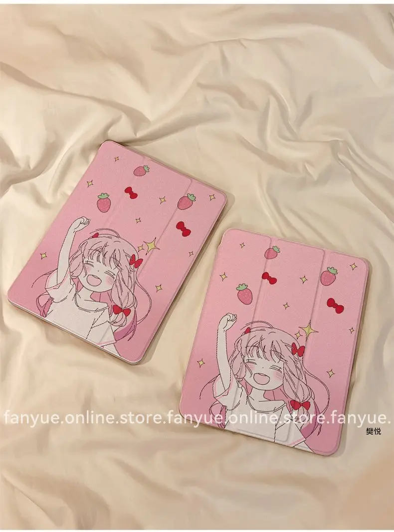 

Чехол для планшета с рисунком аниме-девушки в стиле Y2K (розовый) для iPad Pro 13, 11-го поколения (M5, M4), 12.9 (A16), 10, 8, 7, 9-го поколения, 10-го поколения, для iPad Air 11 (M2, M3), Mini