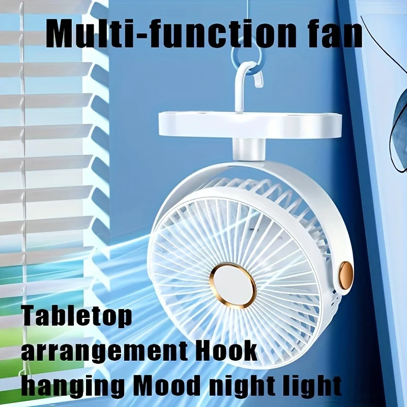 1pc 1500mAh Rechargeable Battery Powered Quiet Table Fan - 5-Speed Portable Desktop Fan with Button Control for Indoor and Outdo