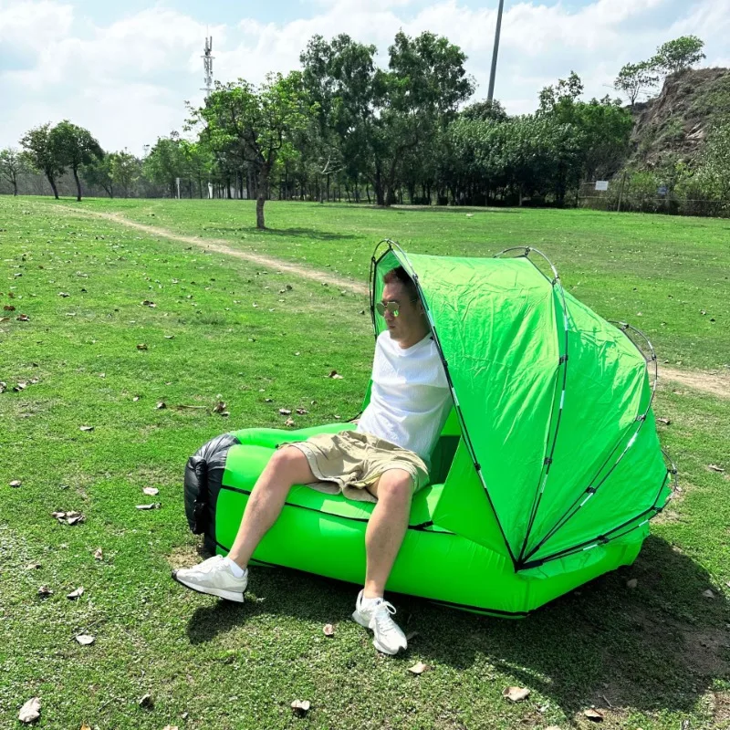 في الهواء الطلق مقاوم للماء التخييم أريكة قابلة للنفخ المتسكع خفيفة الوزن الشاطئ التخييم نفخ فراش الأسرة مخيم النوم التروس #1