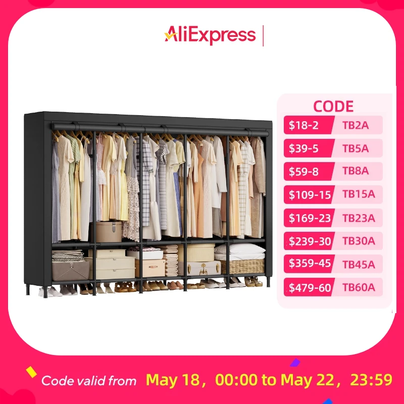 

SONGMICS Wardrobe Closet, 83.5 Inch Large Capacity Portable Closet, Clothing Rack, 25 mm Dia,Thick Steel Tubes, Clothes Organize