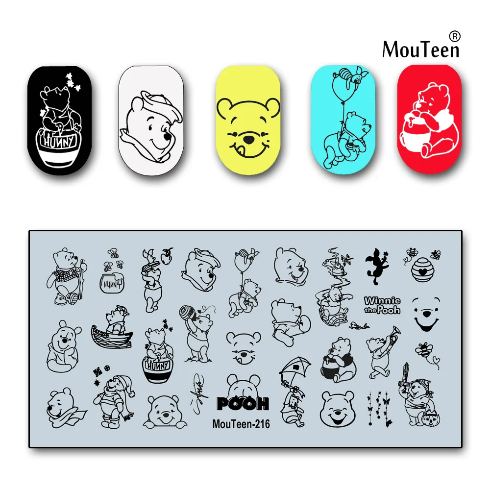 Disney New Winnie The Pooh Nail Stamp Cute Bear Nail Stamping Plate for Nail Art 4.72*2.36inch #216