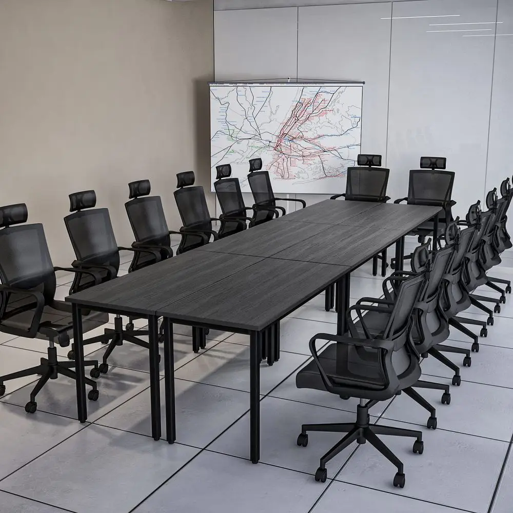 

Conference Tables 14ft Meeting Room Study Writing Printer Table Office Computer Desk for 16 People Save Space Design Modern 6PC