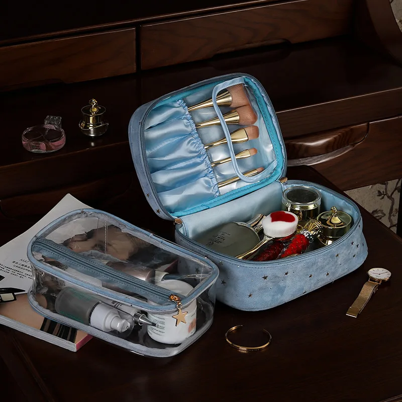 Women Velvet Makeup Bag Nordic Ins Style New Arrival Portable Large Capacity Cosmetic Organizer Toiletry Wash Bag Storage Pouch