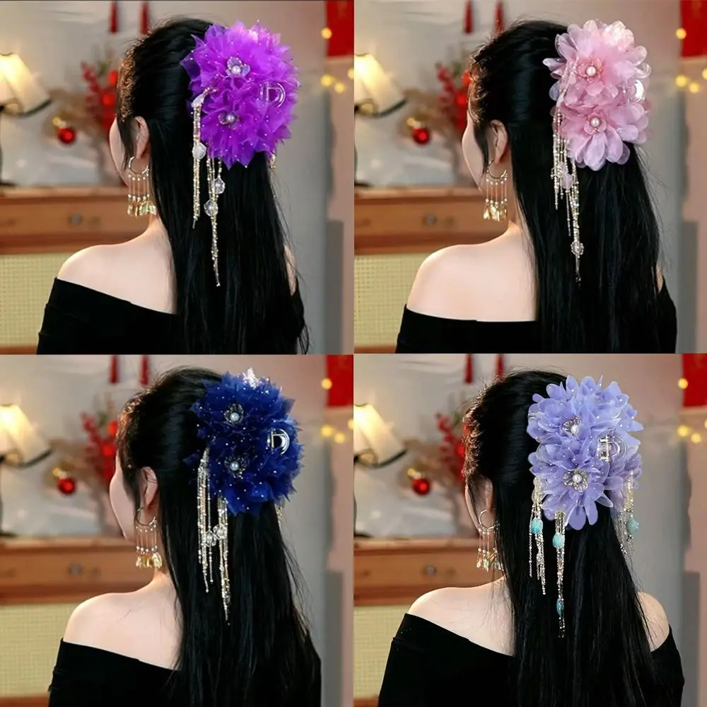 

Новая сетчатая заколка для волос с цветком, головные уборы, элегантная кисточка для волос, инструменты для укладки волос, заколки в виде акулы для женщин и девочек