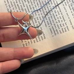 Minimalist Star Cross Stainless Steel Pendant Necklace for Women Men Punk Hip Hop Unisex Neck Chain Y2K Fashion Jewelry Gifts