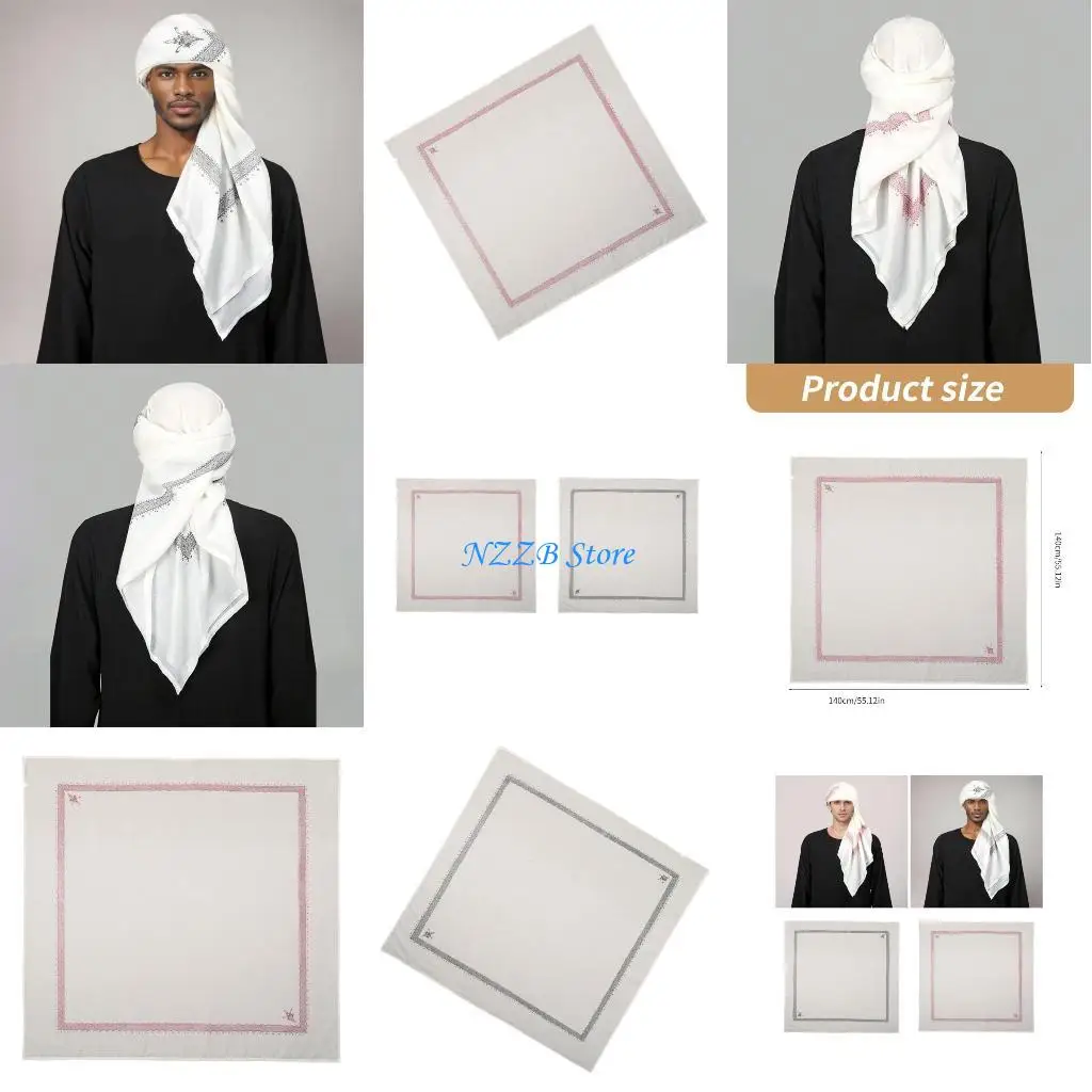 

T21F Keffiyeh Scarves Unisex Soft Head Scarf Comfortable Fabric Desert Head Scarf