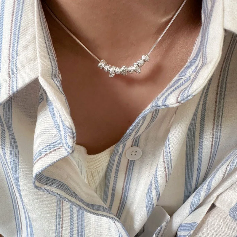 VENTFILLE 925 srebro koralik płynna lawa naszyjnik dla kobiet dziewczyna geometria szczęśliwy projekt Choker biżuteria Dropshipping