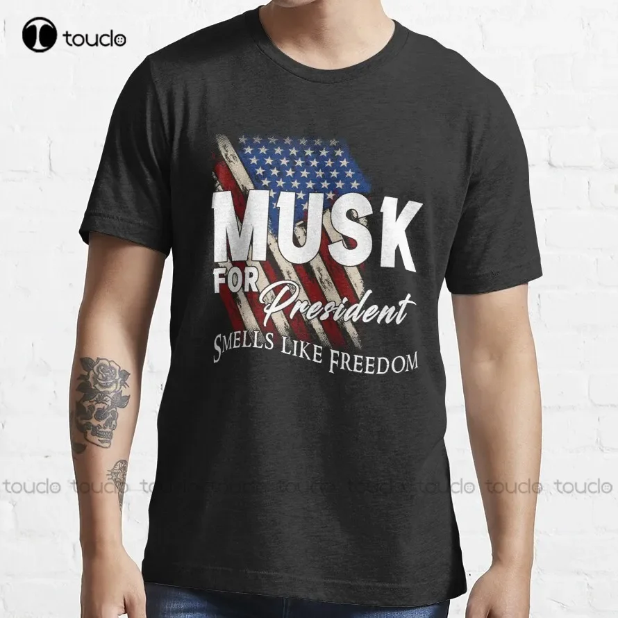 Musk For President, Smells Like Freedom Trending T-Shirt Mens Shirts Short Sleeve O-Neck Streetwear Oversized Men Tee Shirts New