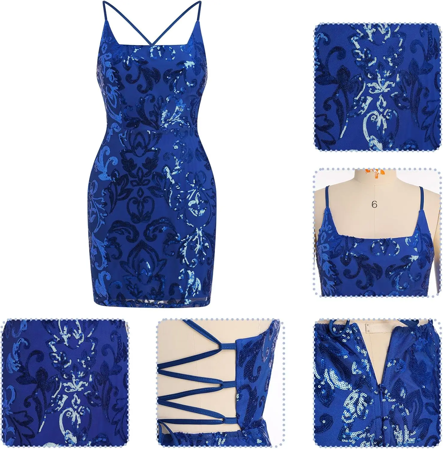 فساتين نسائية قصيرة لحفلات العودة للوطن للمراهقين بحزام سباغيتي ترتر سباركلي فستان قصير للنادي الصغار فساتين رسمية ثوب حفلة #5