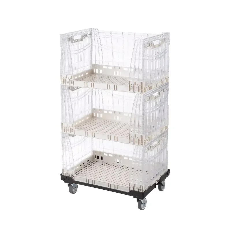 2026 Hot Sale for Downhill Large Capacity Stackable Storage Basket Industrial Style Foldable Plastic Storage Box with Mobile