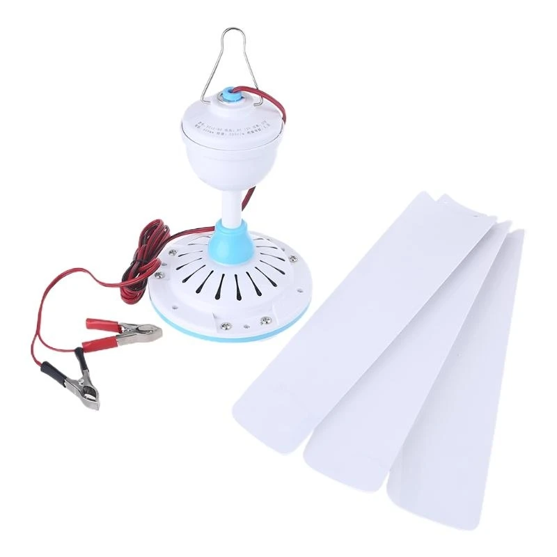 Indoor/Outdoor 27.5” 35.4” 41.3” 47.2” 12V Ceiling Fan with 235cm Power Cable without Switch for Camping Bedroom
