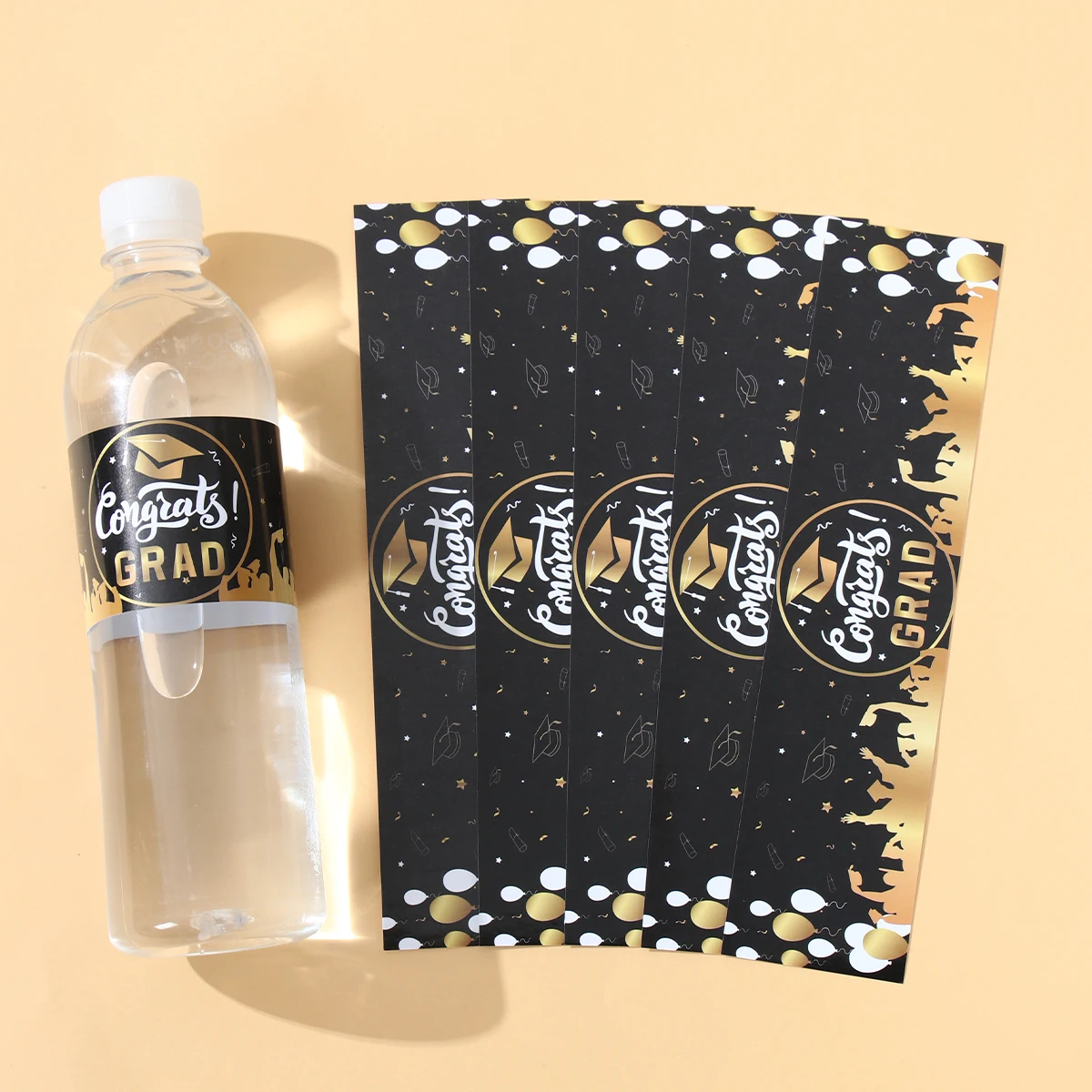 Black Gold Graduation Bottle Stickers Graduation Decoration for Home Bottle Stickers Class of 2025 Graduation Party Supplies