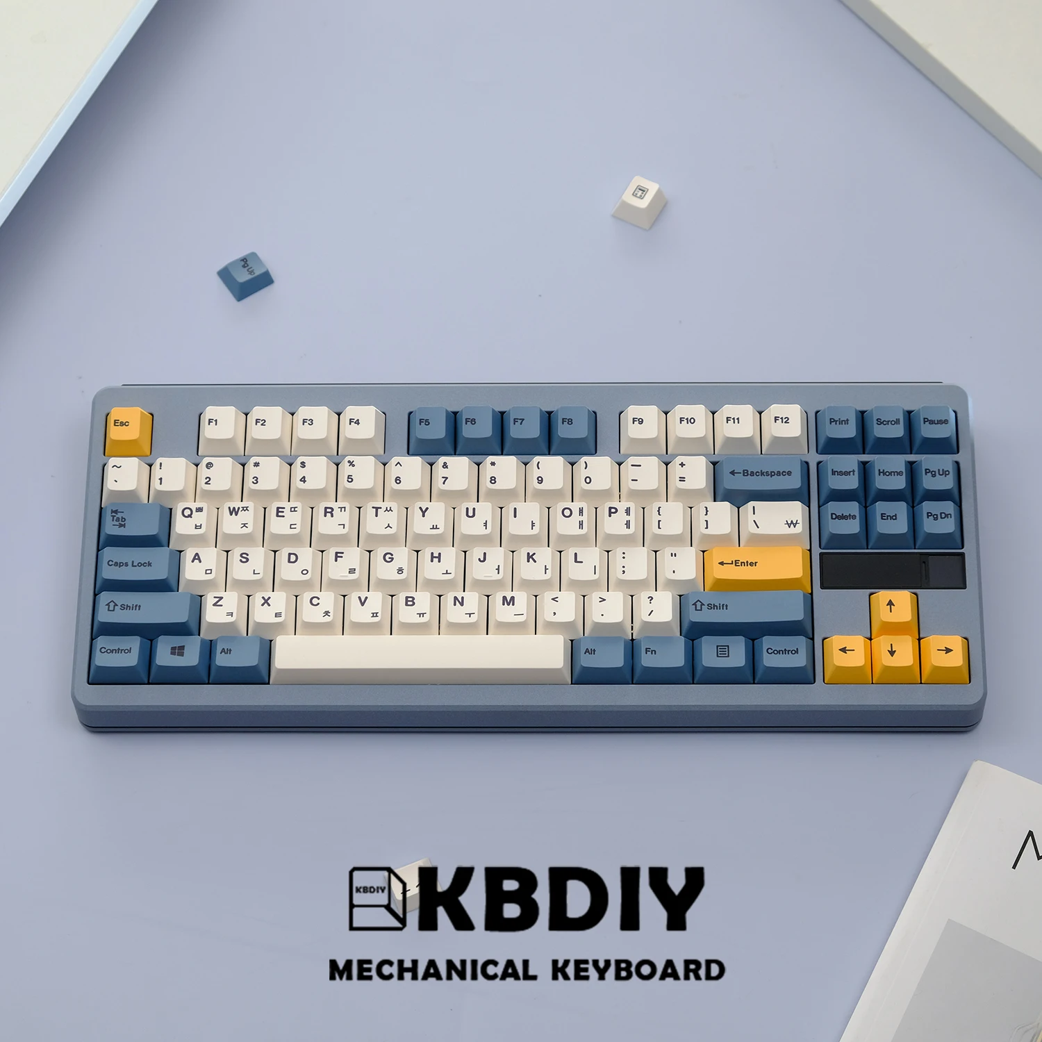 KBDiy 145 Keys/Set PBT Apricot Yellow Keycap Korean Cherry Profile Keycaps for Mechanical Keyboard 7U DIY Custom for GMK67 GMK75