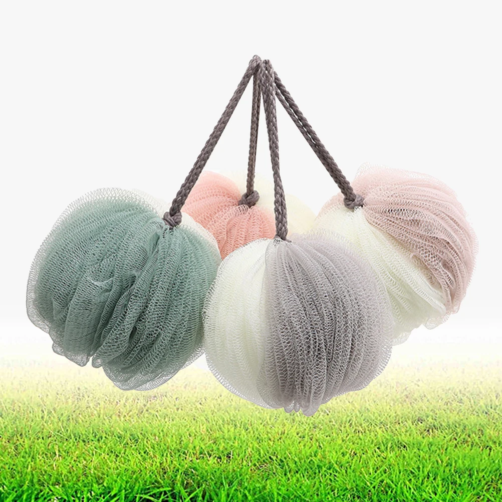

4 pcs Large Soft Bath Ball Double Color Mesh Sponge Shower Ball For Exfoliating Cleansing Travel Use Durable Skin Care Body Wash