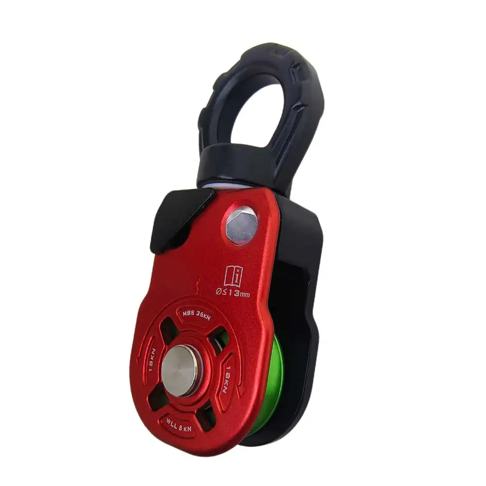 36KN Rotierende Einzelrolle für Klettern, Seilrutschen, Canyoning, Seitenplatten-Lastrolle, Kletterseil-Zugangsgerät – Detail 3