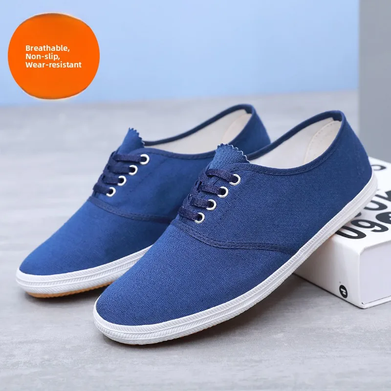 Unisex Canvas Shoes Blue Cloth Dance Morning Exercise Soft Bottom Breathable Work Shoes Nurse Drug Blue Net Shoes Retro Style