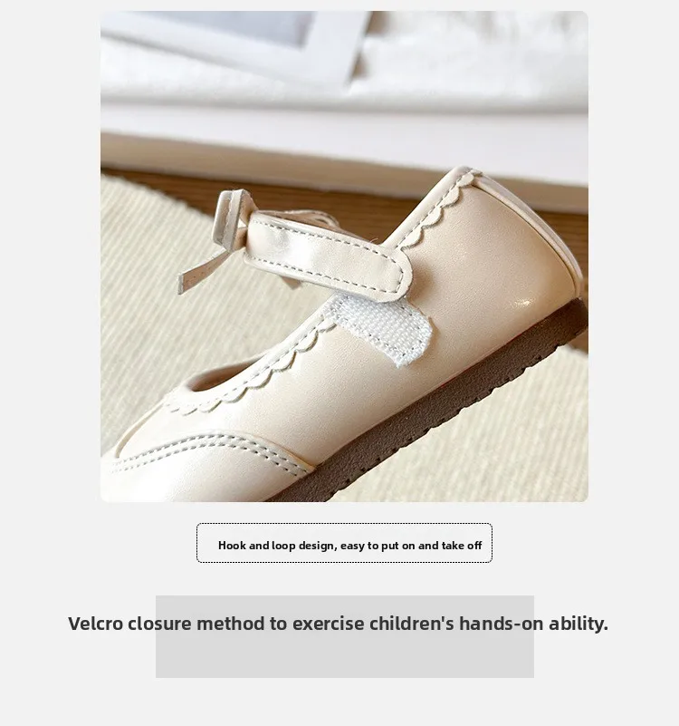 Kinder-Lederschuhe für Mädchen 2026 Frühling&Herbst Neue Mode Koreanischer Stil Weiche Schleife Rutschfeste Modische Prinzessinnen-Schuhe – Detail 5