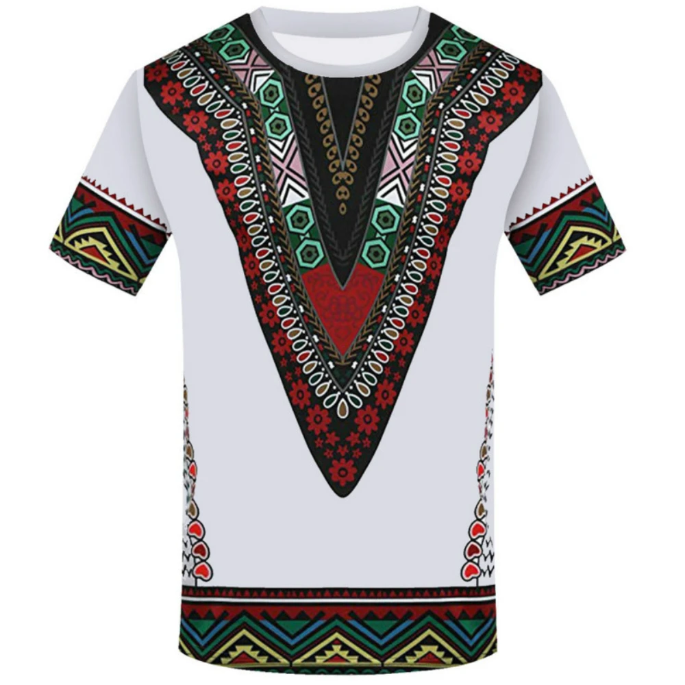 2022 Men\'s Round Neck Shirts Summer Fashion 3D Printing Ethnic African Clothing Loose Trend Oversized T-Shirt XXS-6XL