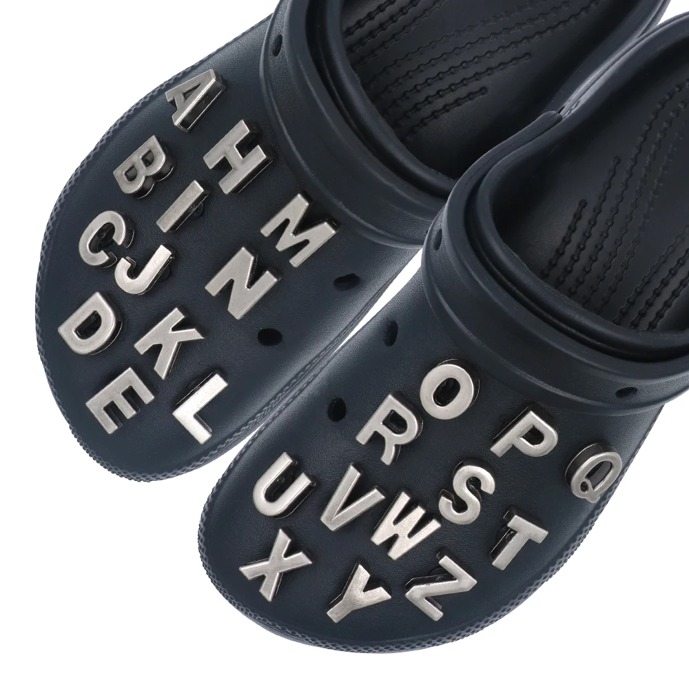 Shoe Accessories 1 Set 27 Pcs Джиббитц Крокросы Decorations Charm Punk Style Hollowed-out Metal Alphabet Detachable Slipper Pins