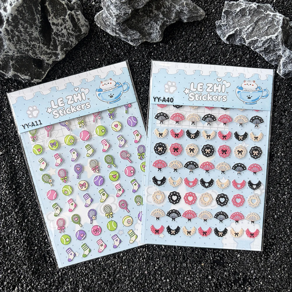 2026 New Lezhi Mini Kawaii Lifestyle PVC Stickers Nail Art Waterproof Cowboy Music Tennis Umbrella Winter DIY Phone Case Gifts