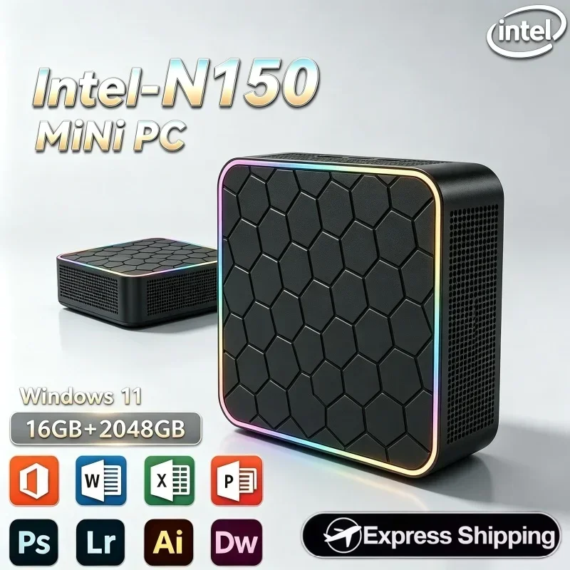 2026 Daily Use Pocket Mini Computer Intel N150 Windows11 16GB RAM 2TB SSD WiFi 6 BT5.2 Small Desktop Office Mini PC