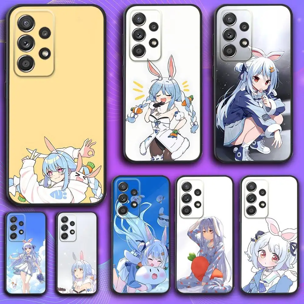 

Cute U-Usada P-Pekora Phone Case For Samsung S 25,24,23,22,30,21,10,9,Ultra,Plus,Lite,FE,4,5 G Soft Black Case