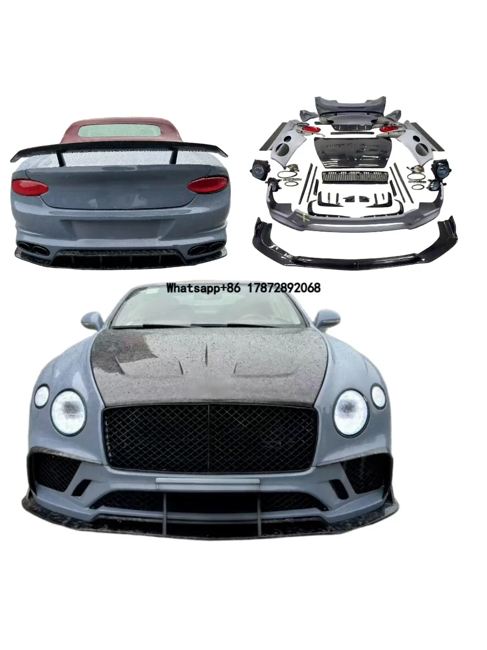 For Continental GT/GTC 2004-2017 Up to 2023 MSY Bodykit Oem Grade Quality PP Bumper with Headlight Taillight Hood Fender