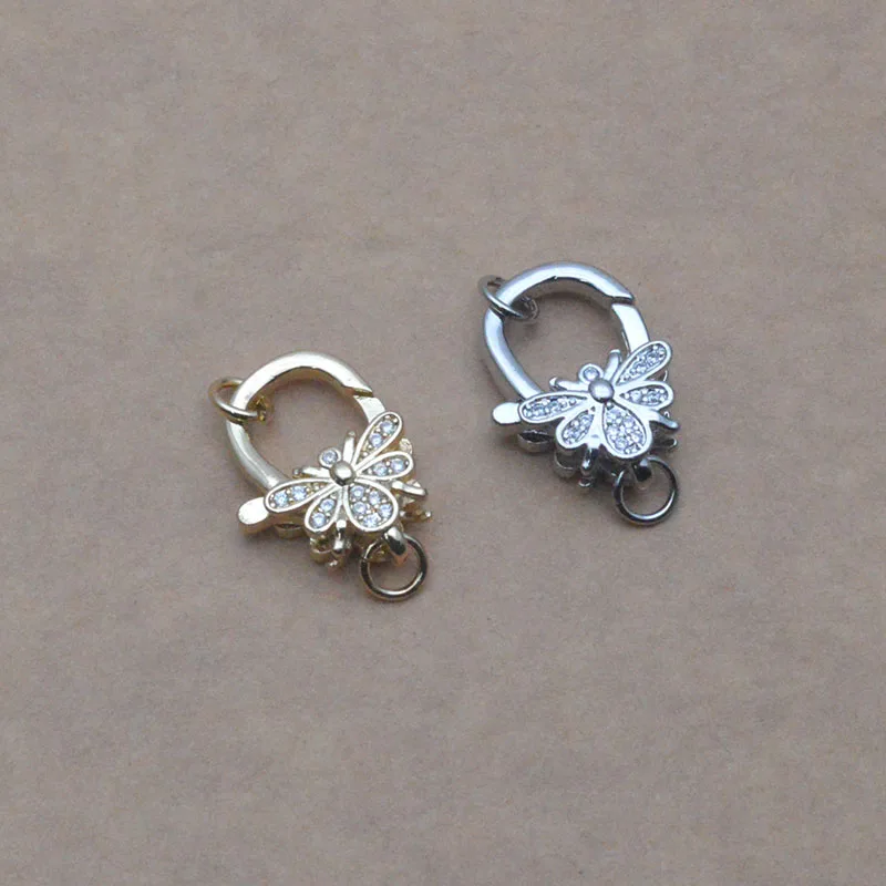 10pcs/lot Luxury 18K Gold Plated Micro Inlaid Zircon Animal Shapes Lobster Clasps for Jewelry Making Supplies