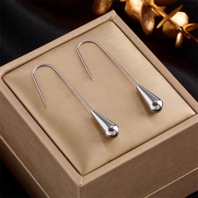 DIEYURO 316L Stainless Steel New Long Water Drop Earrings For Women Fashion 3-Color Ear Jewelry Party Wedding Girls Gift Bijoux