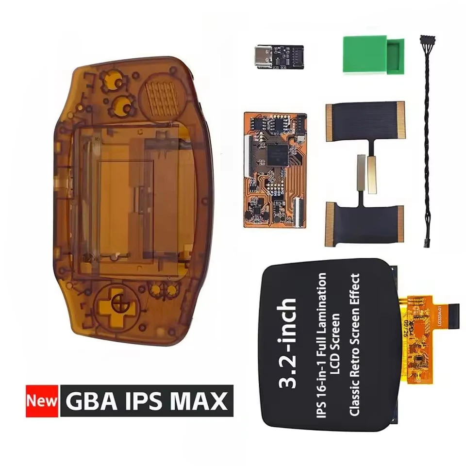 3.2-inch IPS MAX Laminated LCD Screen Kits with Dedicated Shell for GameBoy Advance GBA Custom Screen Logo Highlight IPS V4 MAX